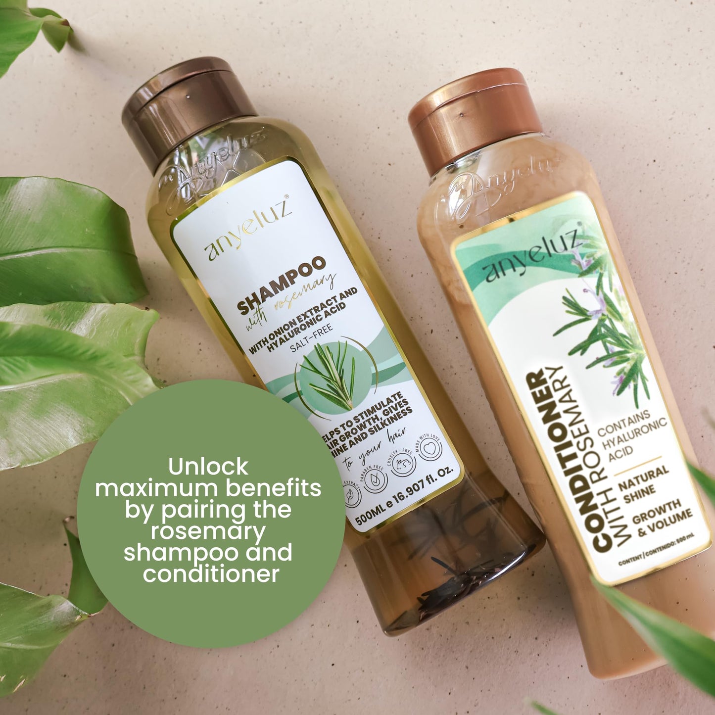 ANYELUZ Hair Conditioner with Rosemary and Hyaluronic Acid – Strengthens, Shines, and Smooths, Ideal for All Hair Types, Enhances Manageability.
