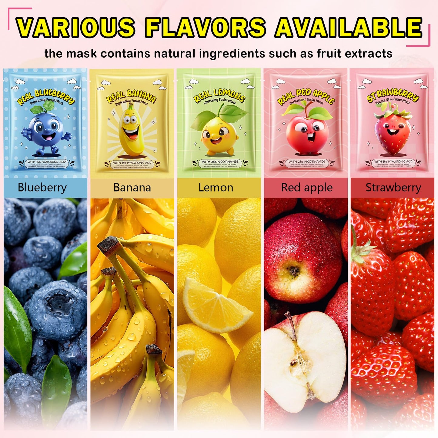 LZXLUKGIR 10 Pack Kids Face Masks Spa,Fruit Face Masks Skincare for Kids