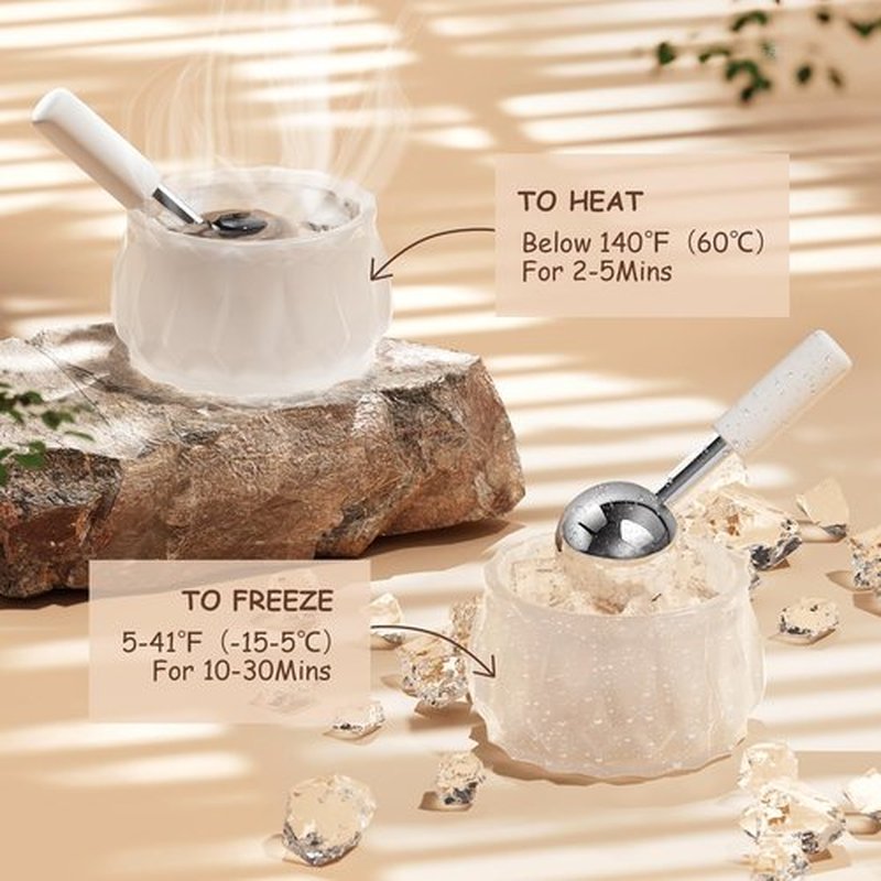 360 Rotating Ice Globes for Face, Unbreakable Stainless Steel Facial Massager, Ideal Skincare Cryo Globes with Carry Case, Ice Roller Ball for Face & Eyes Puffiness Relief - Estheticians Approved