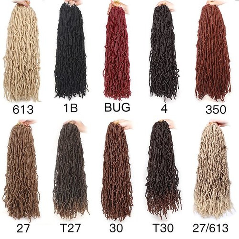 Leeven 24 Inch Long Ginger New Faux Locs Crochet Hair 18 Strands/Pack Copper Red Messy Soft Locs Crochet Braids 2 Packs Distressed Goddess Locs Hair For Women 350#