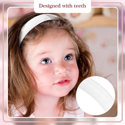 XunYee 100 Pcs Plastic Headbands with Teeth Plain Hair Bands for Women Girls DIY Hair Accessories (White, 20 mm)