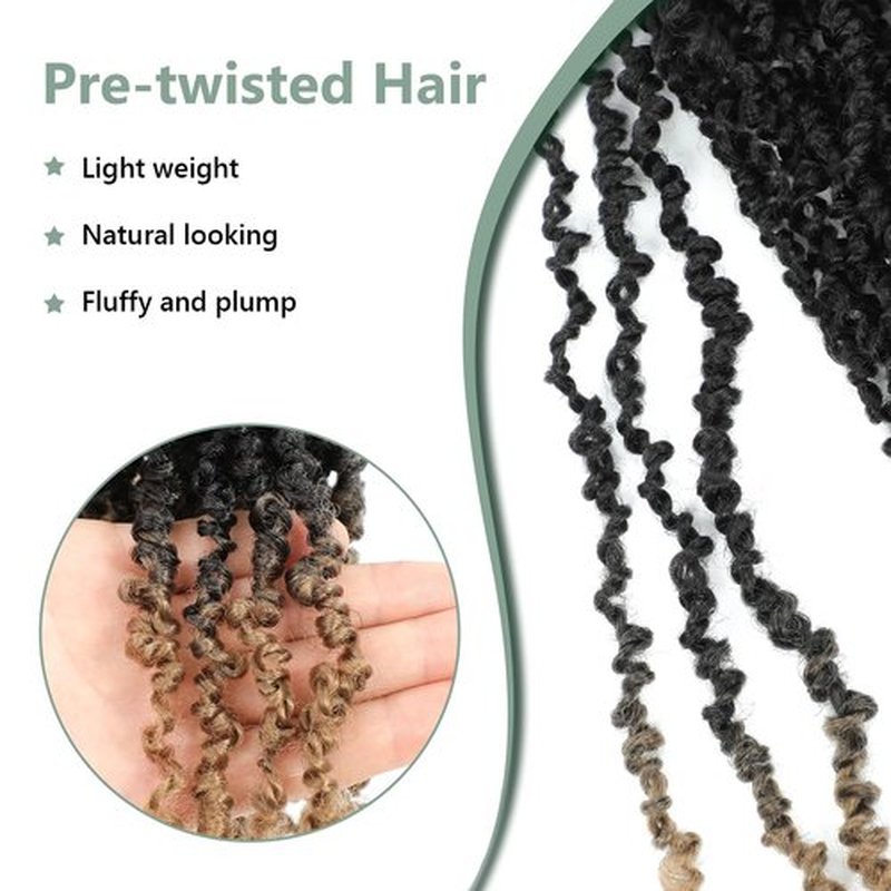 Yanky Twist Crochet Hair 12 Inch Crochet Yanky Twist Pre Looped Crochet Hair 8 Packs Spring Mini Twist Crochet Hair Extensions 1B/27 Bohemian Passion Twist Hair for Black Women