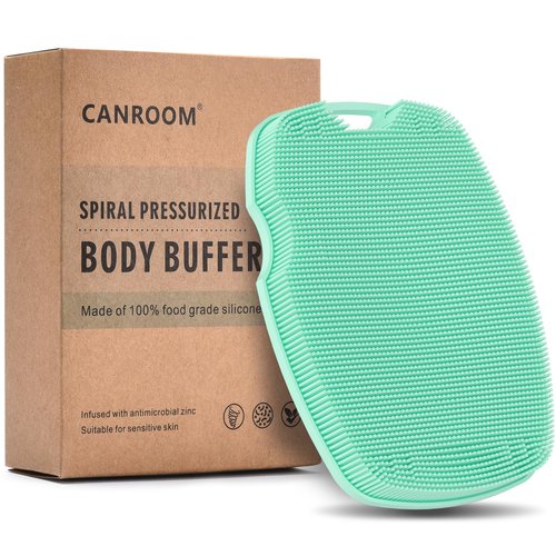 Zinc Infused - Silicone Body Scrubber,Exfoliating Body Scrubber for Sensitive Skin, Sustainable Shower Scrubber for Body, Body Scrubber for Shower and Body Care Routine - Green