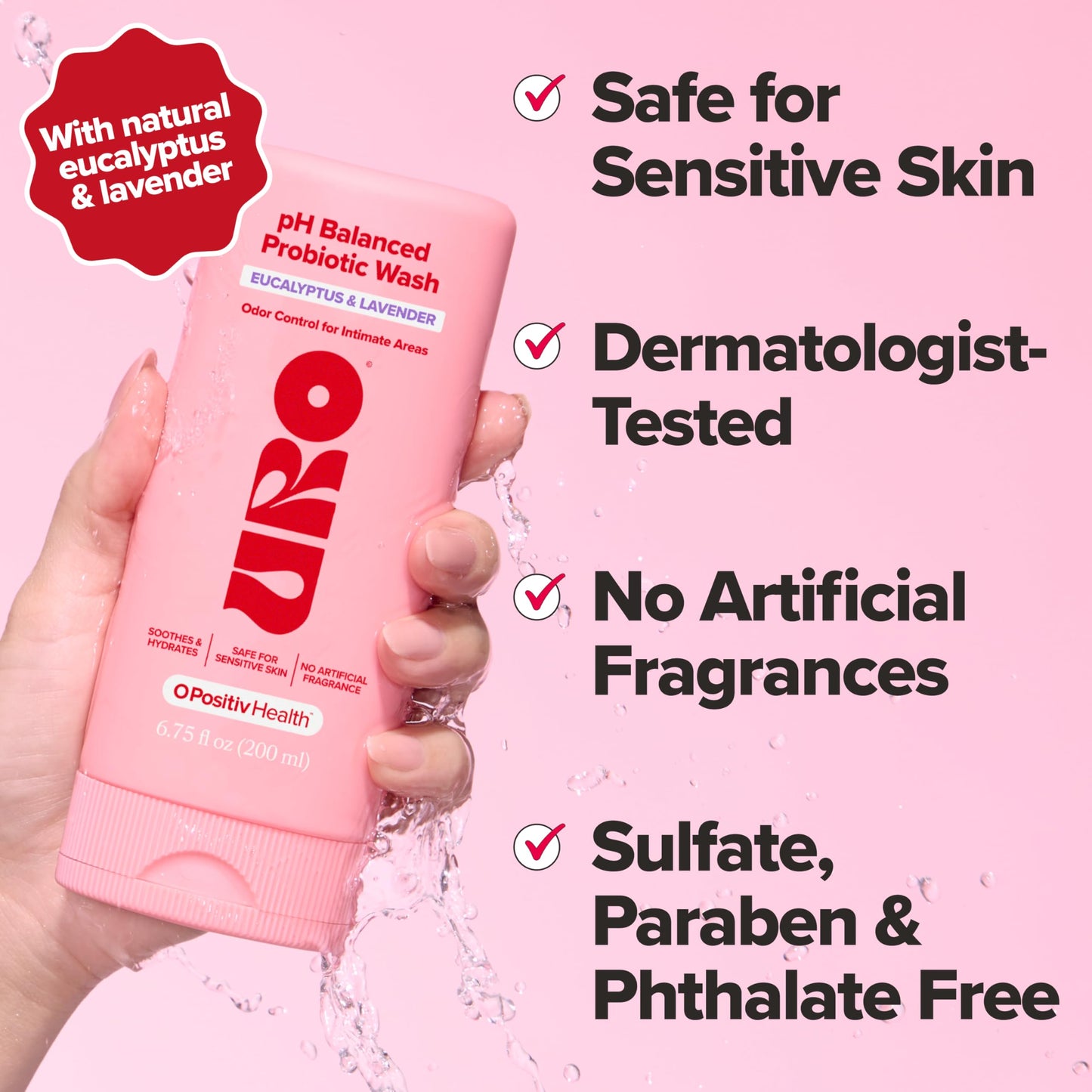 O Positiv URO pH Balanced Probiotic Wash – Odor Control, pH Balance, Dryness & Irritation Support for Intimate Areas – Probiotics & Lactic Acid – 6.75 oz (Pack of 1)