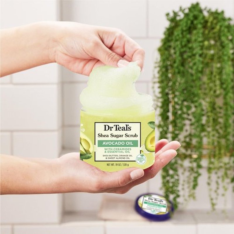 Dr Teal's Shea Sugar Scrub, with Ceramides & Avocado Essential Oil, 19 oz (Pack of 3)