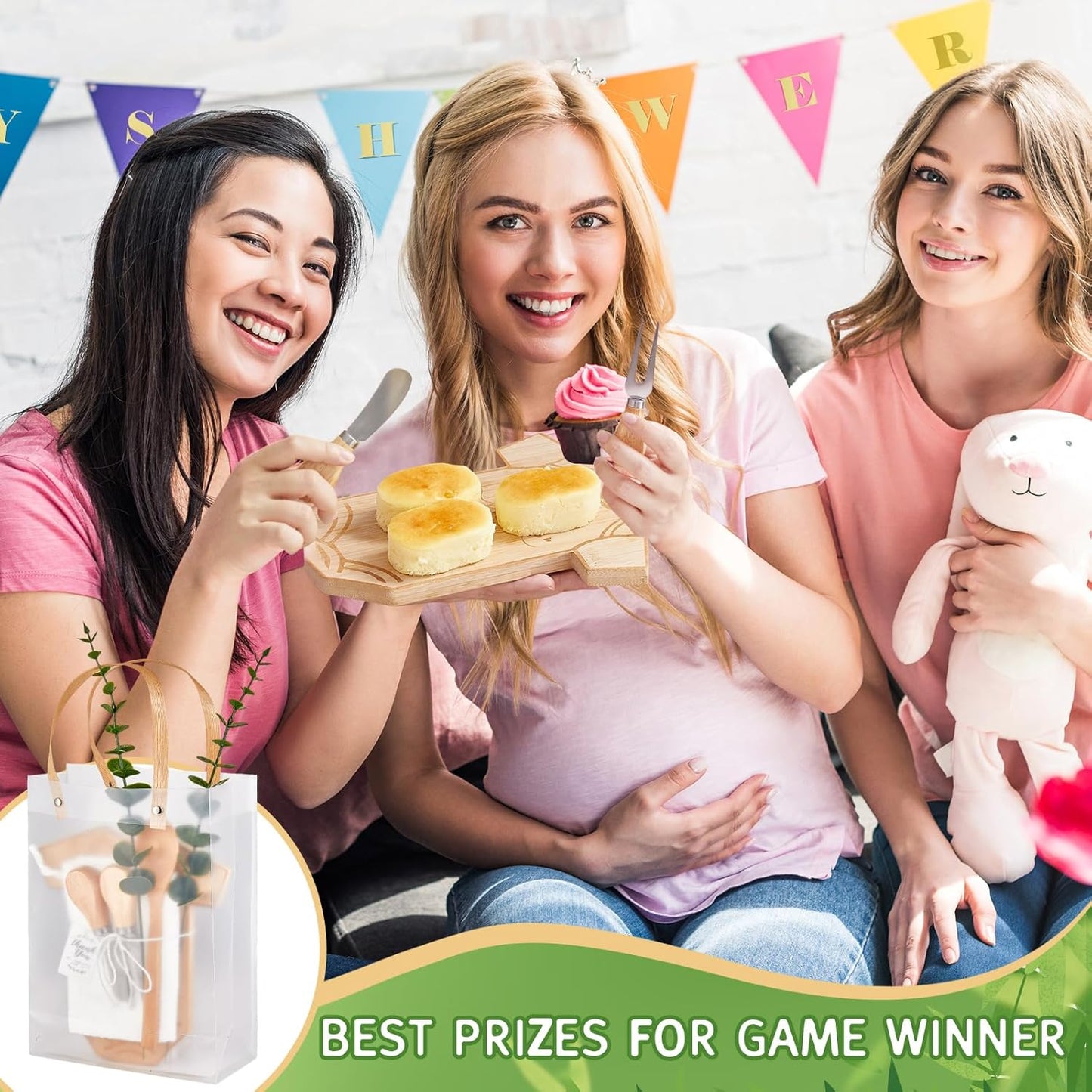 Bodysuit Shaped Cheese Board Set - Baby Shower Game Winner Prizes | Includes Spoons & Gift Bags (4 Sets)