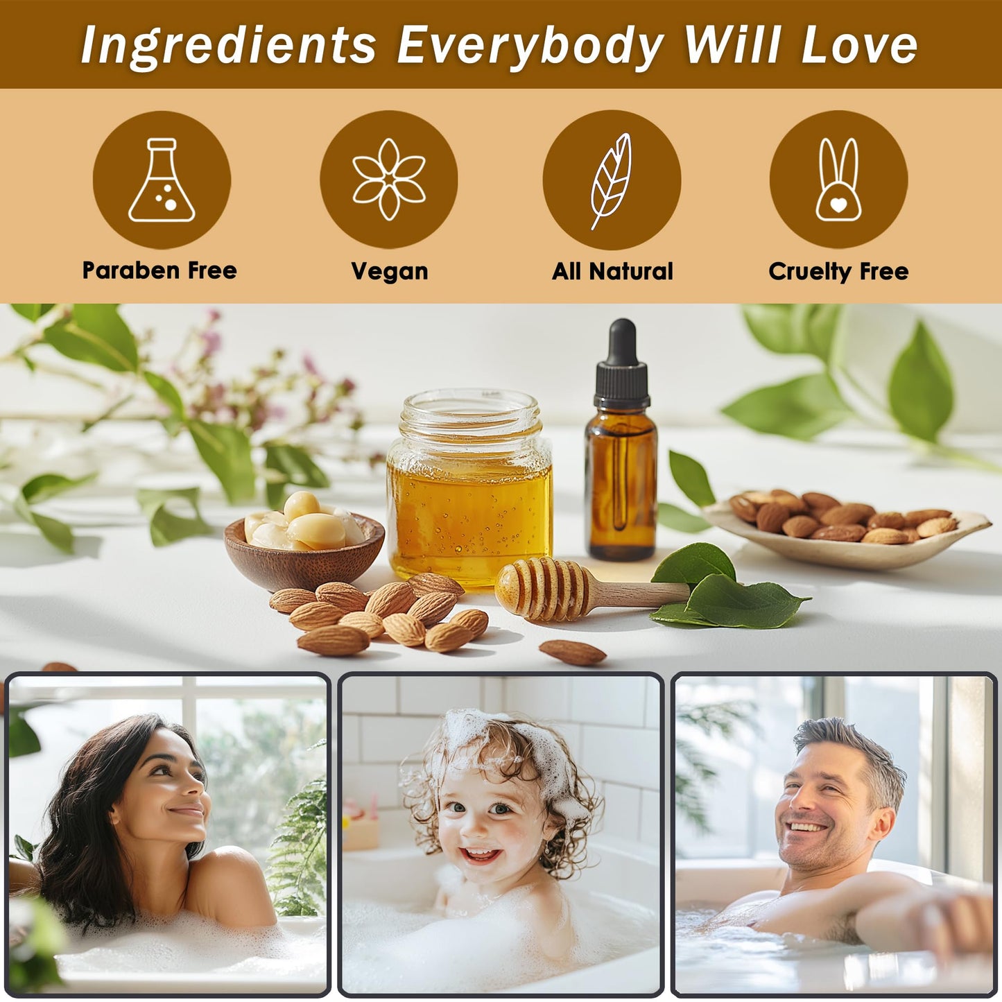 Aqua Elegante Full Spa Gift Set - 15 Piece Premium Bath Basket with Wash, Bubbles, Lotion, Salts, Body Scrub, Towel, Shower Puff, Bathbombs, Reusable Basket, Gifts for Women - Honey & Almond