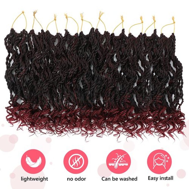 Wavy Senegalese Twist Crochet Hair For Black Women 12 Inch 10 Packs Senegalese Twist Braiding Hair Crochet Twists Pre Looped Twist Crochet Hair Curly Crochet Twist Hair With Curly Ends(1B/BUG)