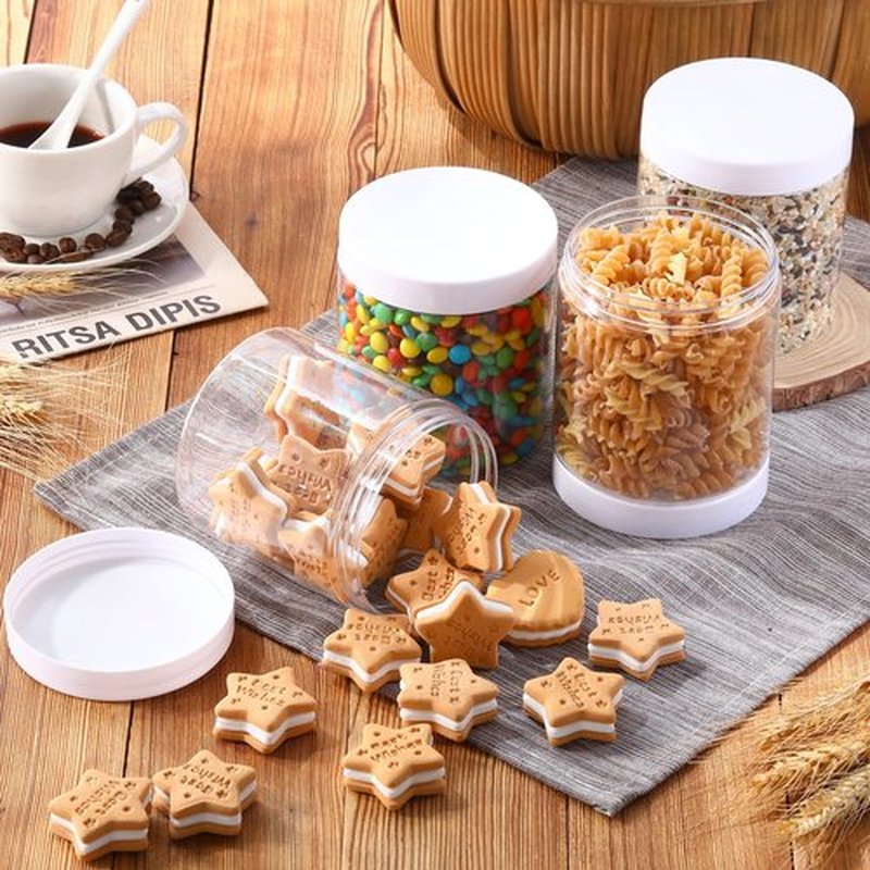 4 Pieces Round Clear Wide-mouth Leak Proof Plastic Container Jars with Lids for Travel Storage Makeup Beauty Products Face Creams Oils Salves Ointments DIY Making or Others (White,16 Ounce)
