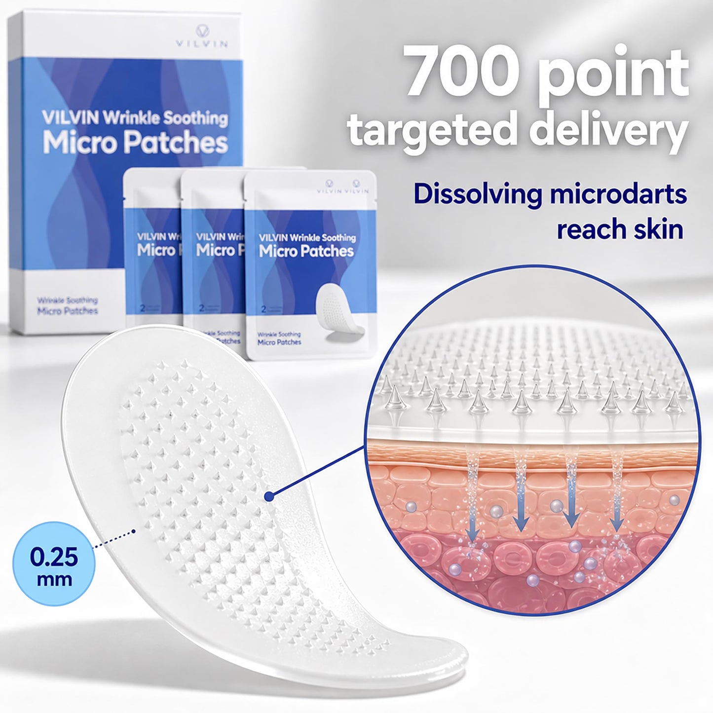 VILVIN Microdart Under Eye Patches for Face with Hyaluronic Acid and Tea Tree - Smile line Patch - Face Tape for Wrinkles - Wrinkle Patches for Face Overnight - Anti Wrinkle Patches