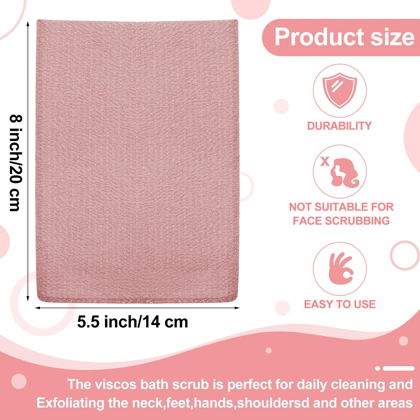 Tatuo 12 Pack Korean Exfoliating Mitt & Cloth, Viscose Rayon Dead Skin Remover Washcloth, Multi Color Body Scrub Towel for Shower Spa Travel(Small,Pink, Brick Red, Gray, Blue)