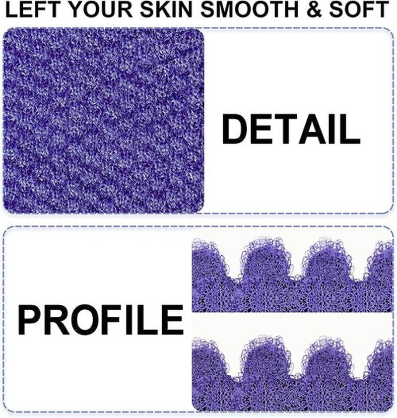 Evridwear Exfoliating Gloves for Shower, 100% Nylon Thick Soft Medium Heavy Bathing Gloves Dead Skin Remover Body Scrubber Smooth Skin with Hang Loop, Purple