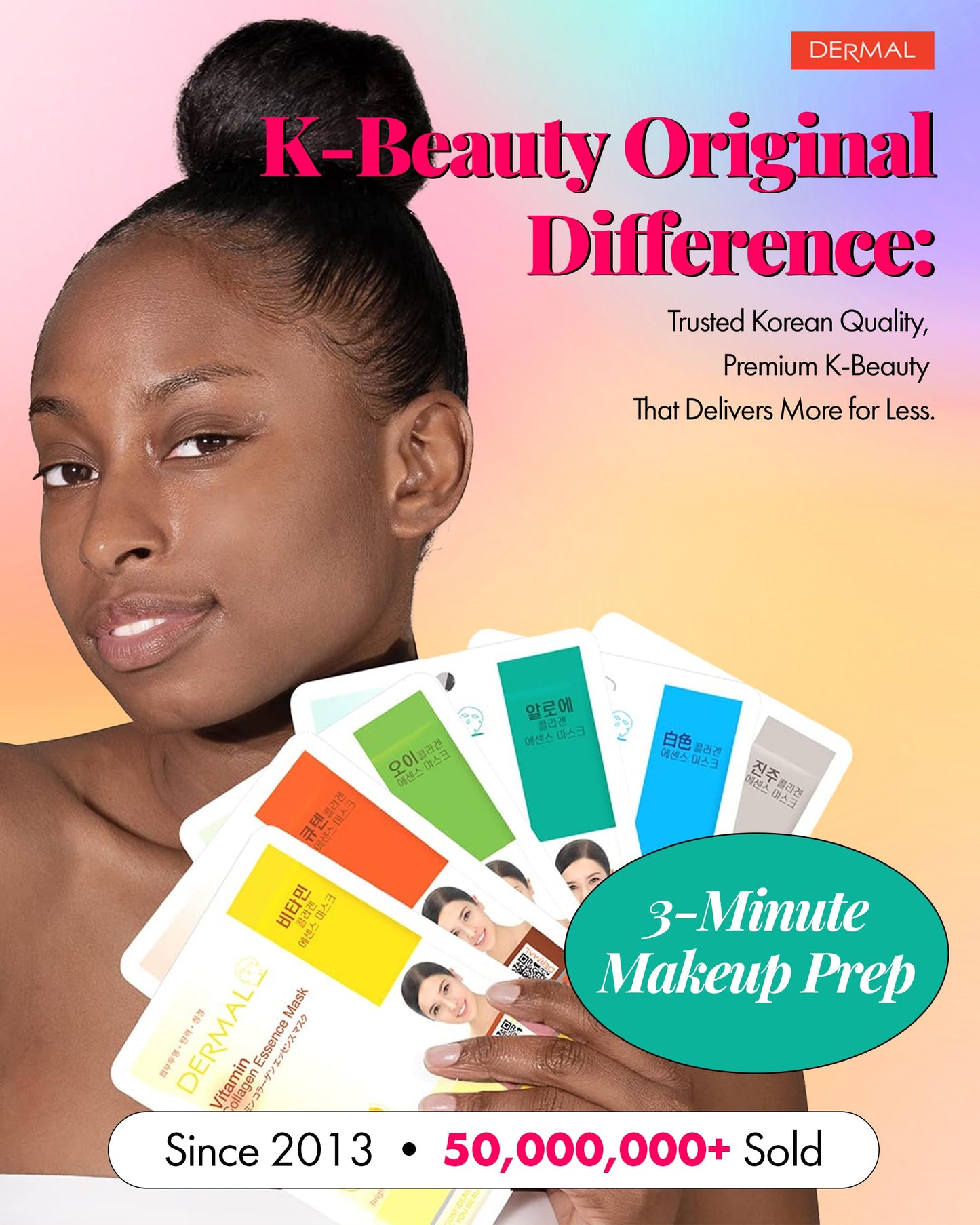 DERMAL 24 Combo Korean Essence Sheet Mask Variety Pack, Collagen & More