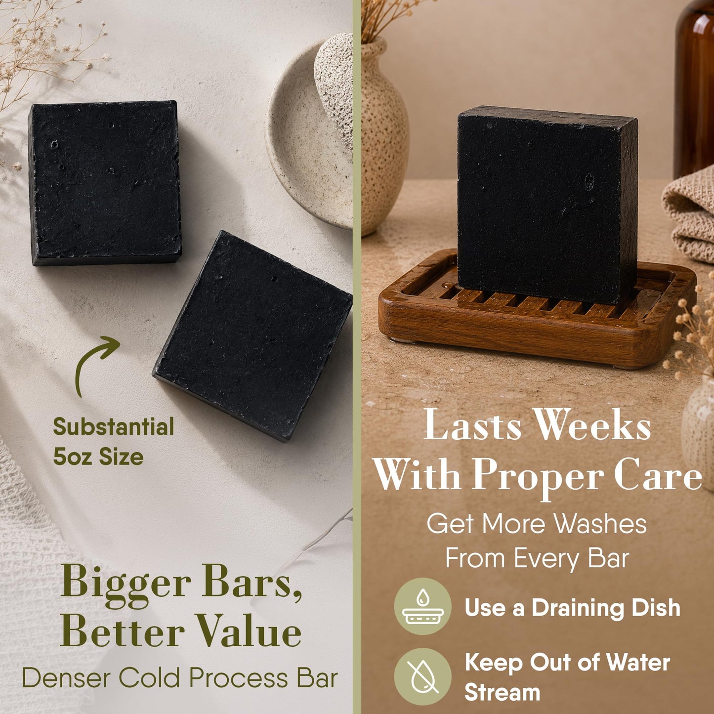 360Feel African Black Soap - Made in The USA - Castile Handmade, All-Natural, Cold-Processed - Infused with African Black Soap and a Soothing Scent - Rich, Creamy Lather (5 oz)