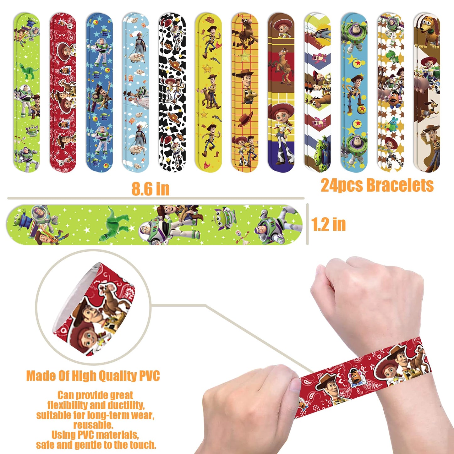 WOOACME Cartoon Birthday Party Supplies, Cartoon Birthday Decorations Include 50 Stickers 12 Paper Treat Boxes Bracelets, for Theme Party Decoration