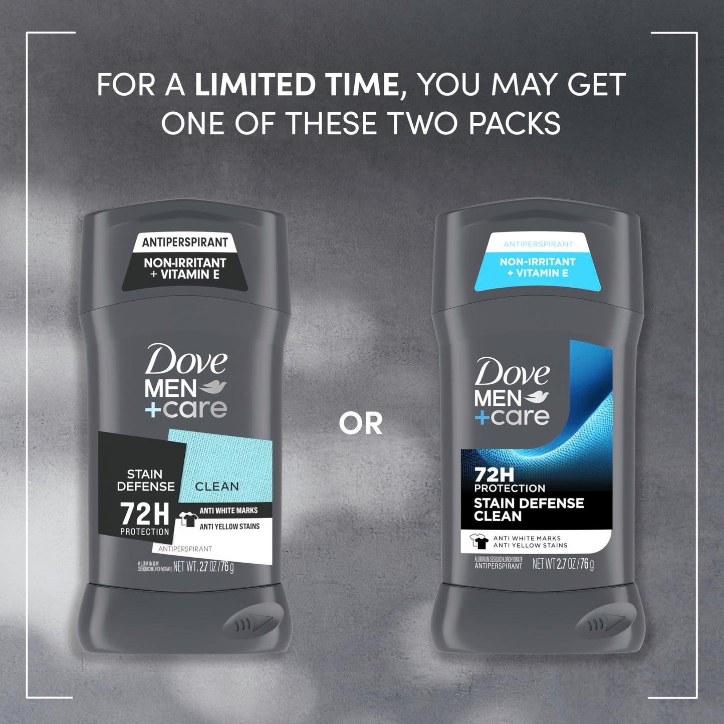 Dove Men+Care Deodorant Stick 4 Count Stain Defense Clean for Men, Anti-white Marks & Anti-yellow Stains with 72-hour Sweat and Odor Protection 2.7 oz