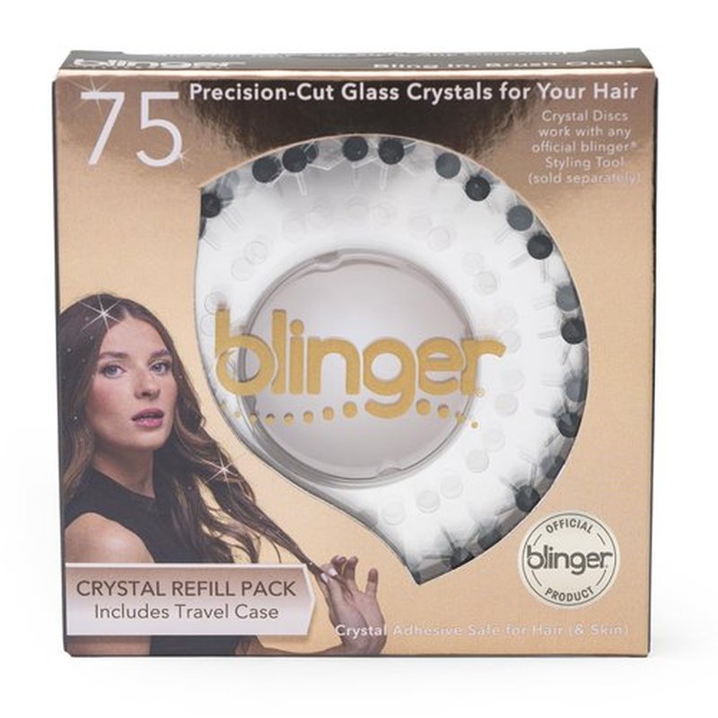 blinger Crystal Refill Pack | 5 Discs - 75 Precision-Cut Glass Crystals | Styling Tool not included | Black Diamond 4 mm