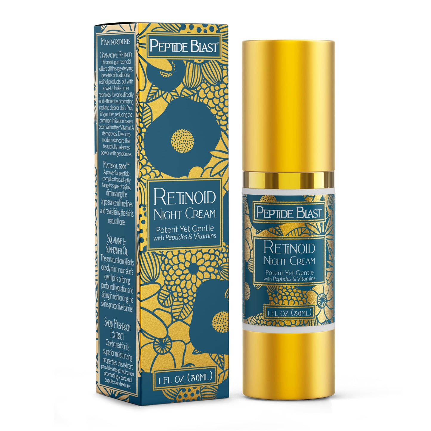 St. Croix Products Peptide Blast Retinoid Night Cream – 2% Granactive Retinoid with Peptides, Snow Mushroom & Hyaluronic Acid – Gentle Night Moisturizer for Dry or Sensitive Skin