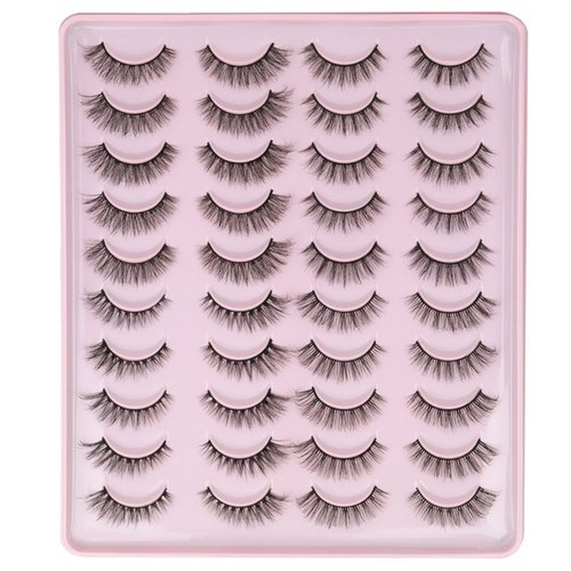 ALPHONSE False Lashes 3D Natural Short Wispy Fake Eyelashes Full Fluffy Wispies 15MM Faux Mink Eyelash Pack 20 Pairs 4 Styles Mixed