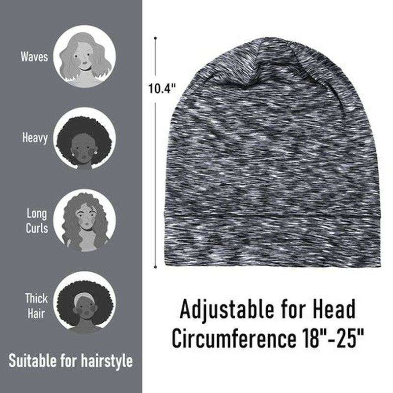 SOLZEK Bonnet for Sleeping Real Silk Hair Wrap with Adjustable Strap Easy to Wear Night Cap Anti Frizz Double Layered 1Pcs (Black Heather)