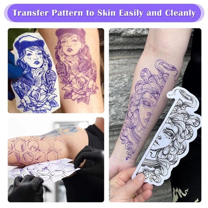 Tattoo Stencil Transfer Paper - Usiriy 25 Sheets Tattoo Stencils Thermal Paper A4 Size 4 Layers Tattoo Tracing Paper for Tattooing to Skin Printable Temporary Tattoo Transfer Paper Transfer Kit