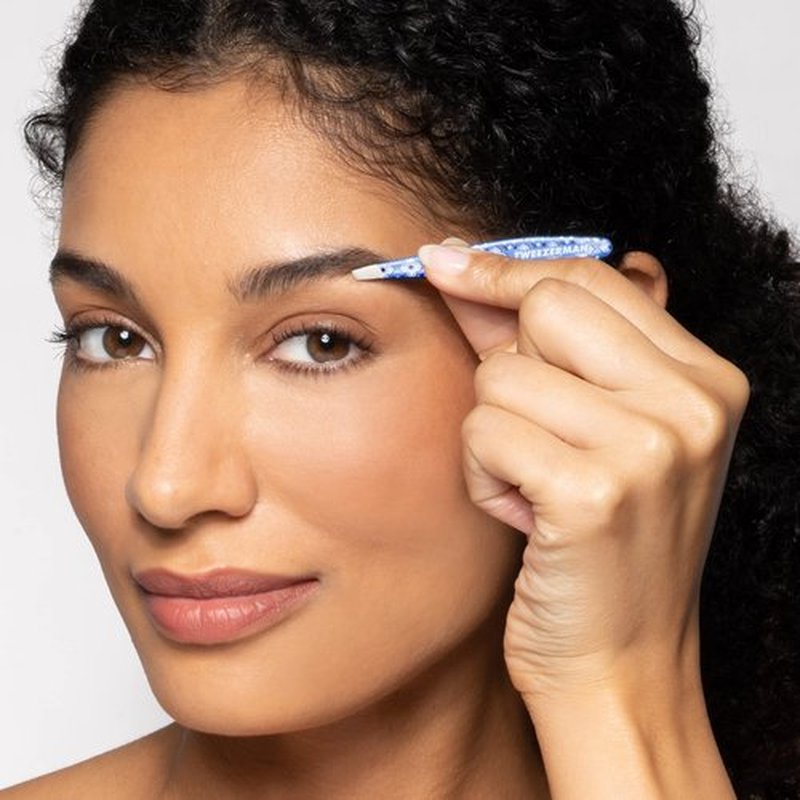 Tweezerman Lisbon Sea Mini Slant Tweezer - Tweezers for Eyebrows, Travel Tweezers for Eyebrows, Facial Hair, Ingrown Hair