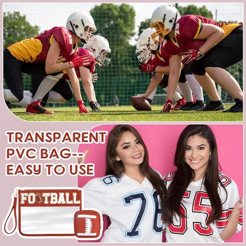 Hillban 2 Pcs Football Accessories Football Organizer Gift Bags for Women Mom Chenille Letter Makeup Bags Football Pouch Rugby Treat Snacks Bags for Football Party Supplies Sport Event Favor