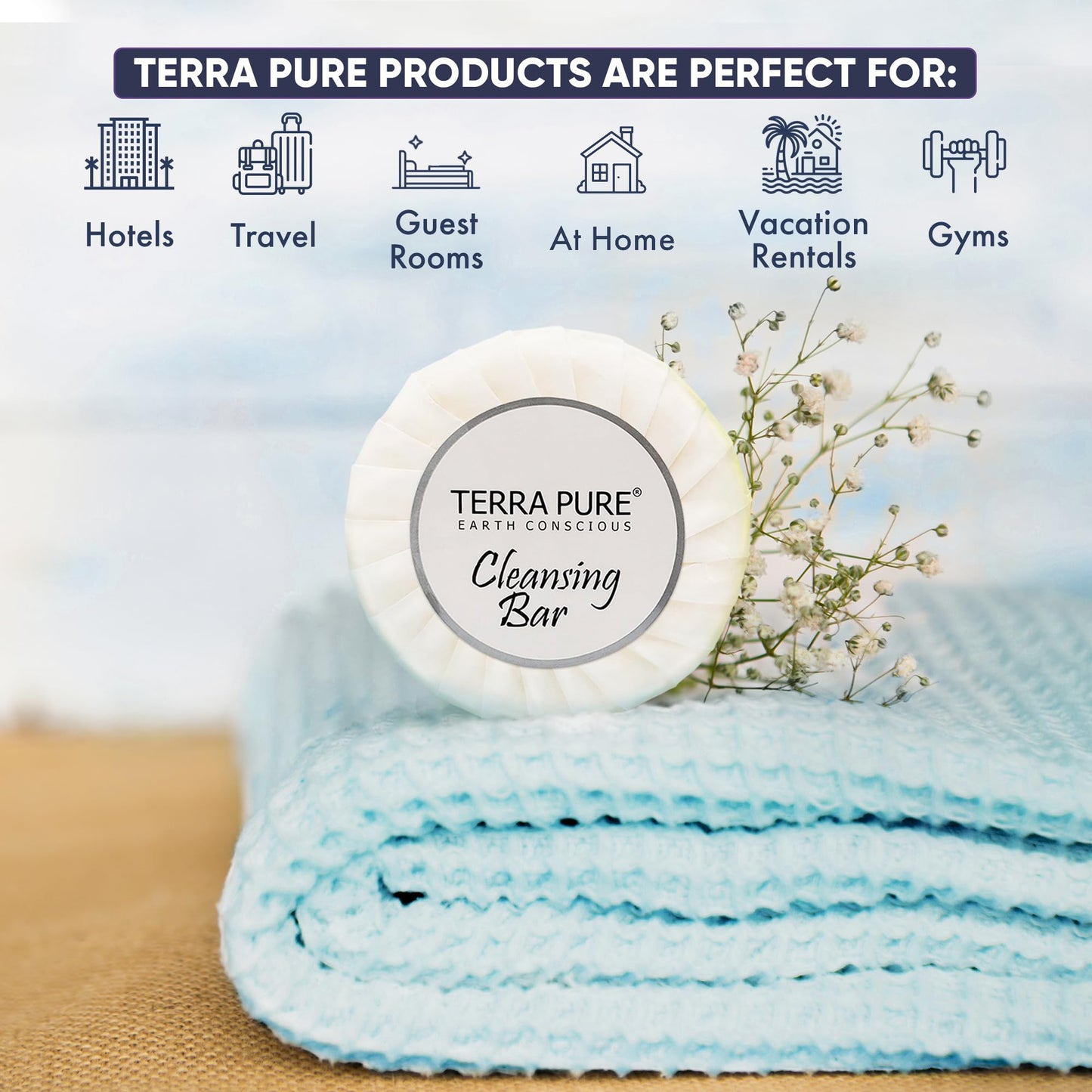 Travel Size Hotel Bar Soap 100 Count 1.25 oz Bars Guest Amenities for Hotels Vacation Rentals and Short Term Rentals Paraben Free White Tea & Coconut Scent Infused with Aloe & Olive Oil by Terra Pure