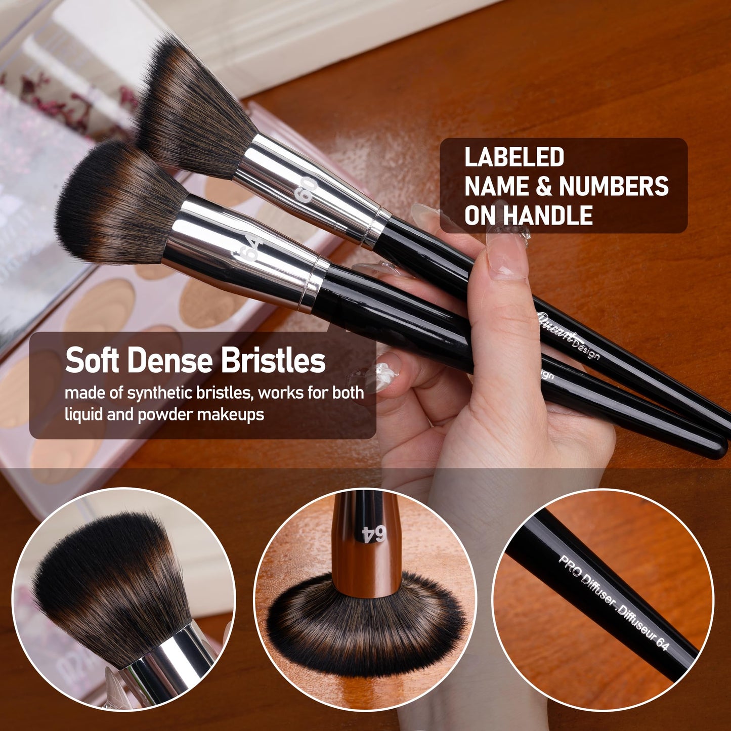 Bueart Design 36Pcs PRO Grade Natural Goat Hair Pony Bristles Makeup Brushes Set with Super Holder Professional-Grade Precision & Luxury Brush for beauty enthusiasts&professionals Makeup Artist