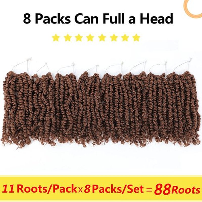 Fulcrum Passion Twist Crochet Hair 10 Inch, 8 Packs Pre Looped Passion Twist Hair, Pre-Twisted Passion Twist Crochet Hair For Black Women (10Inch (Pack of 8), 30#)