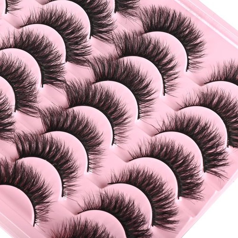 FARRED Natural Lashes Short Eyelashes Wispy False Mink Lash Pack 14 Pair Fluffy Cat Eye Strip Eyelash that Looks Like Extensions Small Fake Lashes for MUA and Beginners Daily Makeup (F14 | 8-15mm)