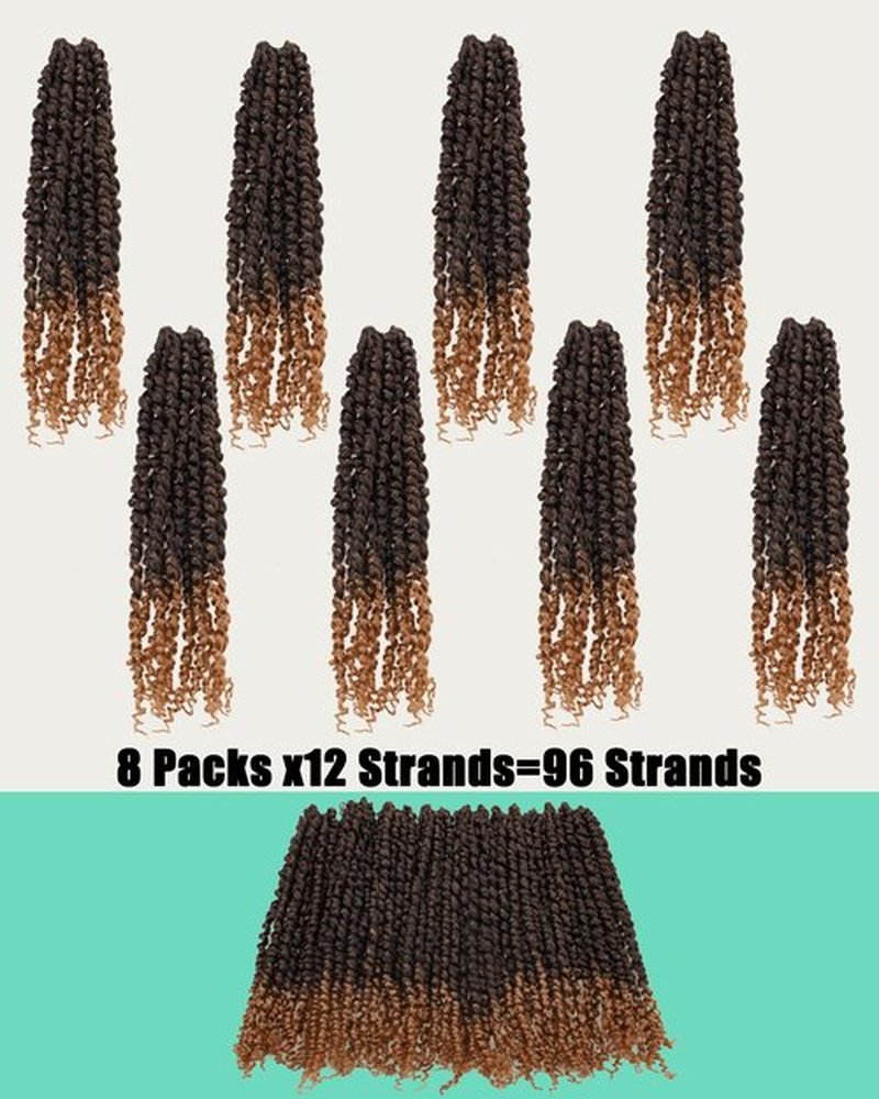 14 Inches 8 Packs Passion Twist Crochet Hair-Ombre Blonde Pre-twisted Passion Twists,Pre-Looped Crochet Braids Made Of Bohemian Hair Synthetic Braiding Hair Extensions (14 Inch(Pack of 8), T27)