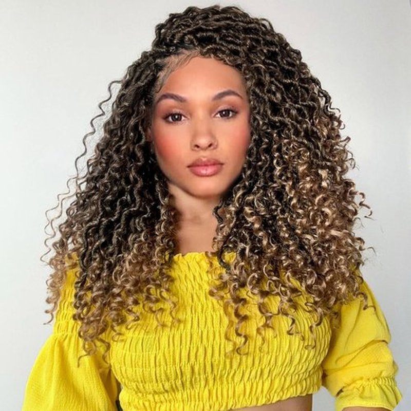 Alicoco Goddess Locs Crochet Hair 14 Inch 8 Packs Faux Locs Crochet Hair For Women Boho Soft Locs Pre-looped River Crochet Locs With Curly Ends (14 Inch (Pack of 8), T27)