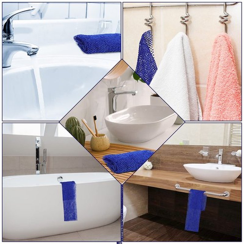 Geiserailie African Long Bathing Net Sponge Long Net Shower Body Scrubber Back Scrubber Skin Smoother Net Bathing Sponge for Daily Use or Stocking Stuffer(Blue)