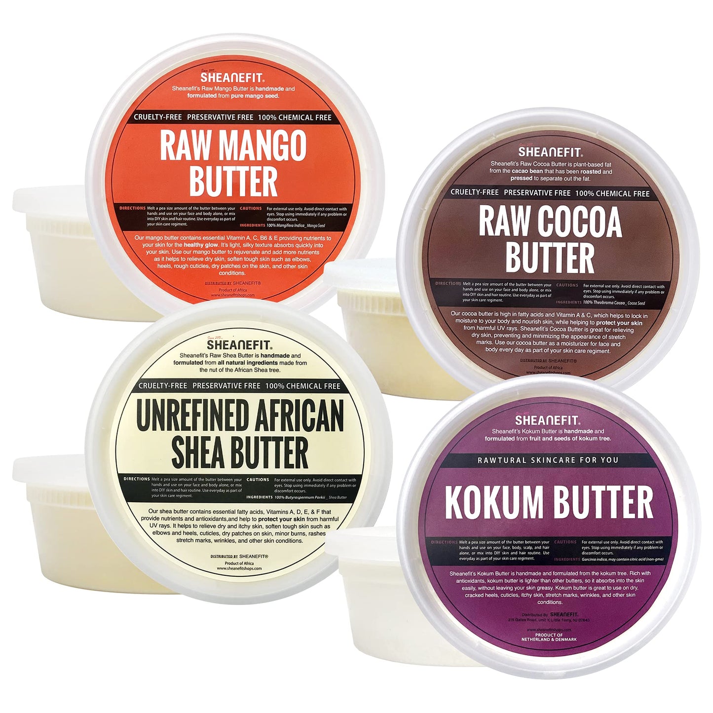 Sheanefit Essential Butter Set - 8oz of Unrefined Ivory Shea Butter, Raw