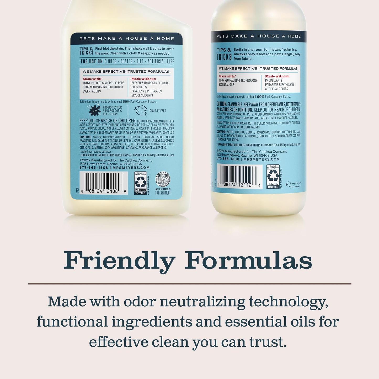 Mrs. MEYER'S Clean Day Pet Cleaning Kit, includes Pet Stain & Odor Fighter 28oz and Odor Neutralizer 28oz, Coconut Leaf