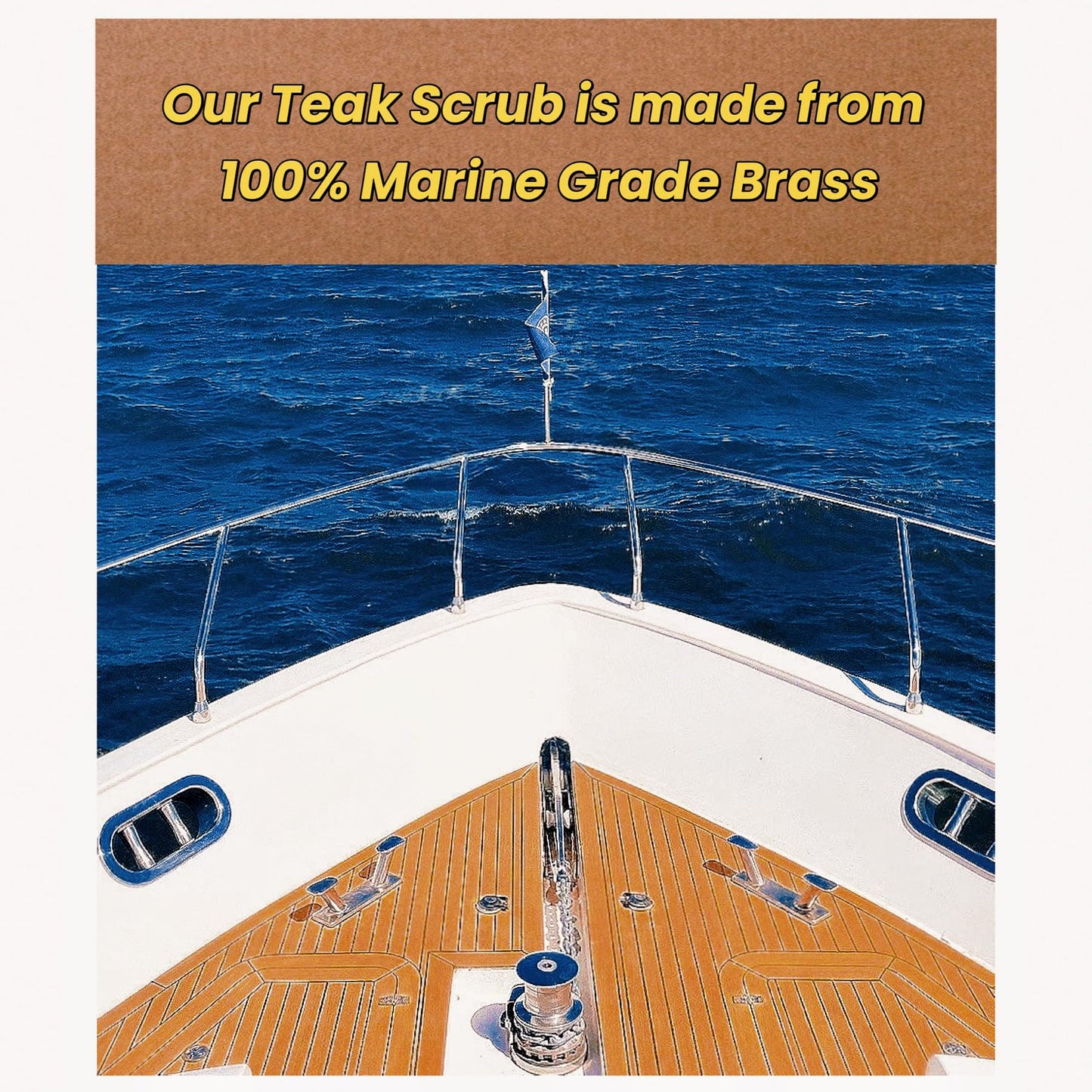 Marine Grade Brass Teak Scrubber not Cheap Stainless Steel Scrub Scouring Pad | Gentle Non-Scratch Deck | Rustproof | Premium Yacht Wood Restorer - Refinish Wood Furniture & Boat Teak