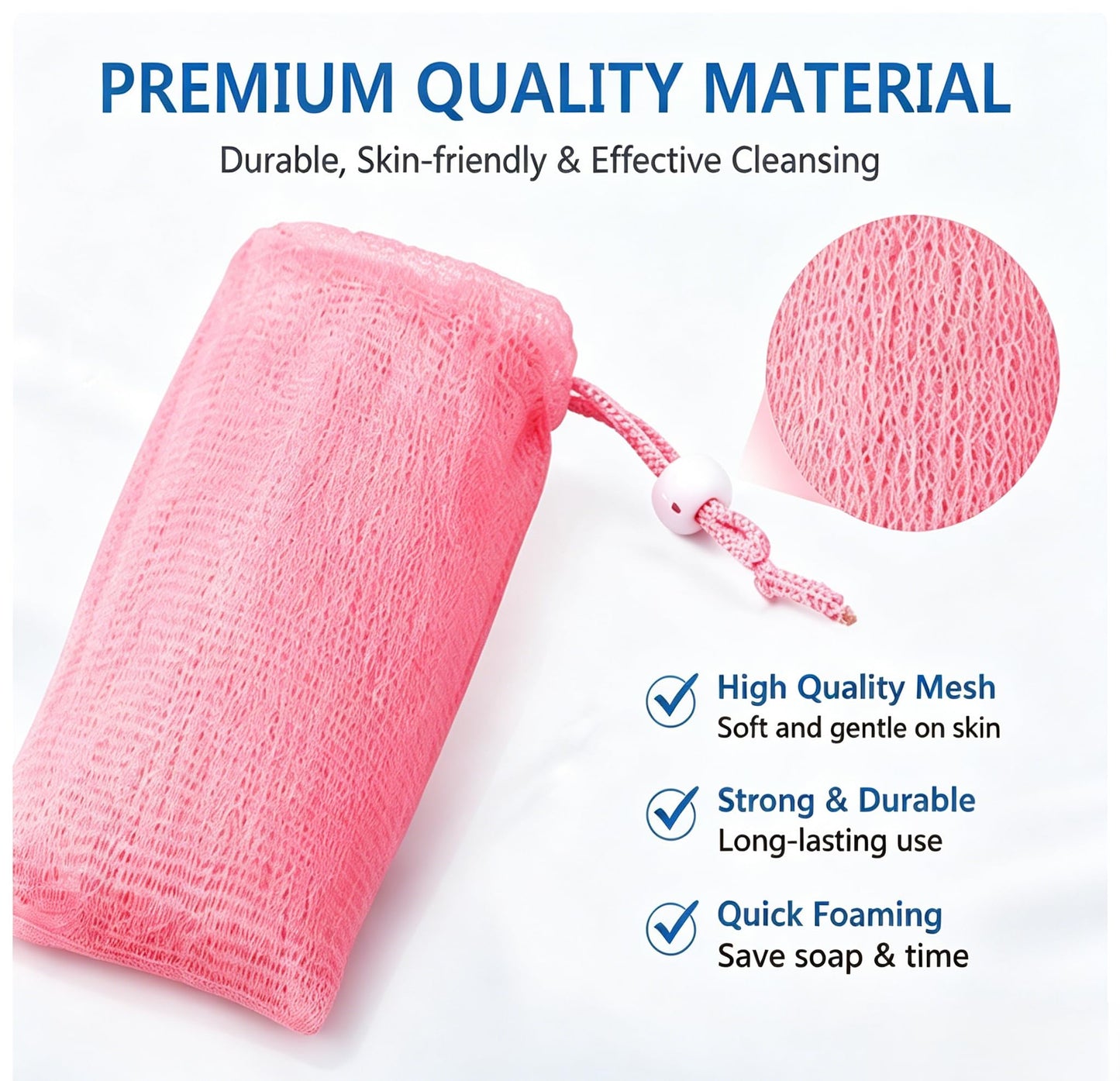 6 PCS Exfoliating Mesh Soap Pouch Bubble Net for Sack Saver Pouch Drawstring Foaming Net for Body Facial Cleaning Tool, 5 Colors
