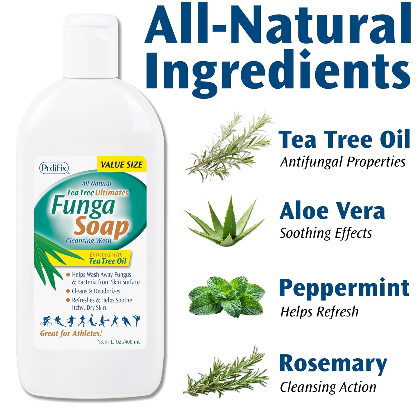 Pedifix FungaSoap Tea Tree Foot & Body Cleansing Wash, 13.5 fl oz