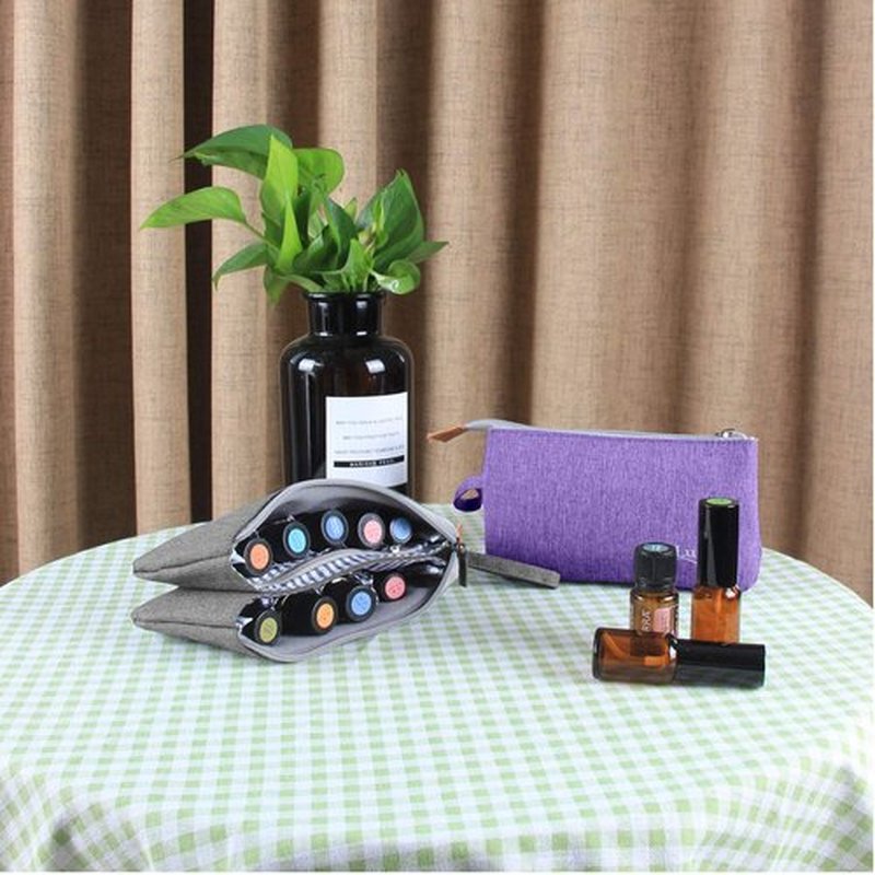 LUXJA Essential Oil Carrying Bag - Holds 9 Bottles (5ml-15ml, Also Fits for Roller Bottles), Portable Organizer for Essential Oil and Small Accessories, Purple