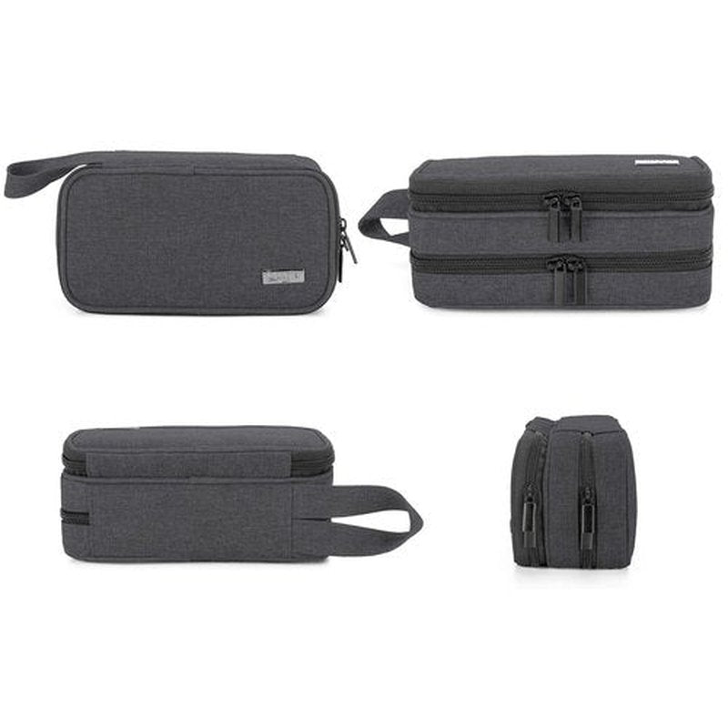LUXJA Essential Oil Carrying Case - Holds 12 Bottles (5ml-15ml, Also Fits for Roller Bottles), Portable Double-Layer Organizer for Essential Oil and Accessories, Black