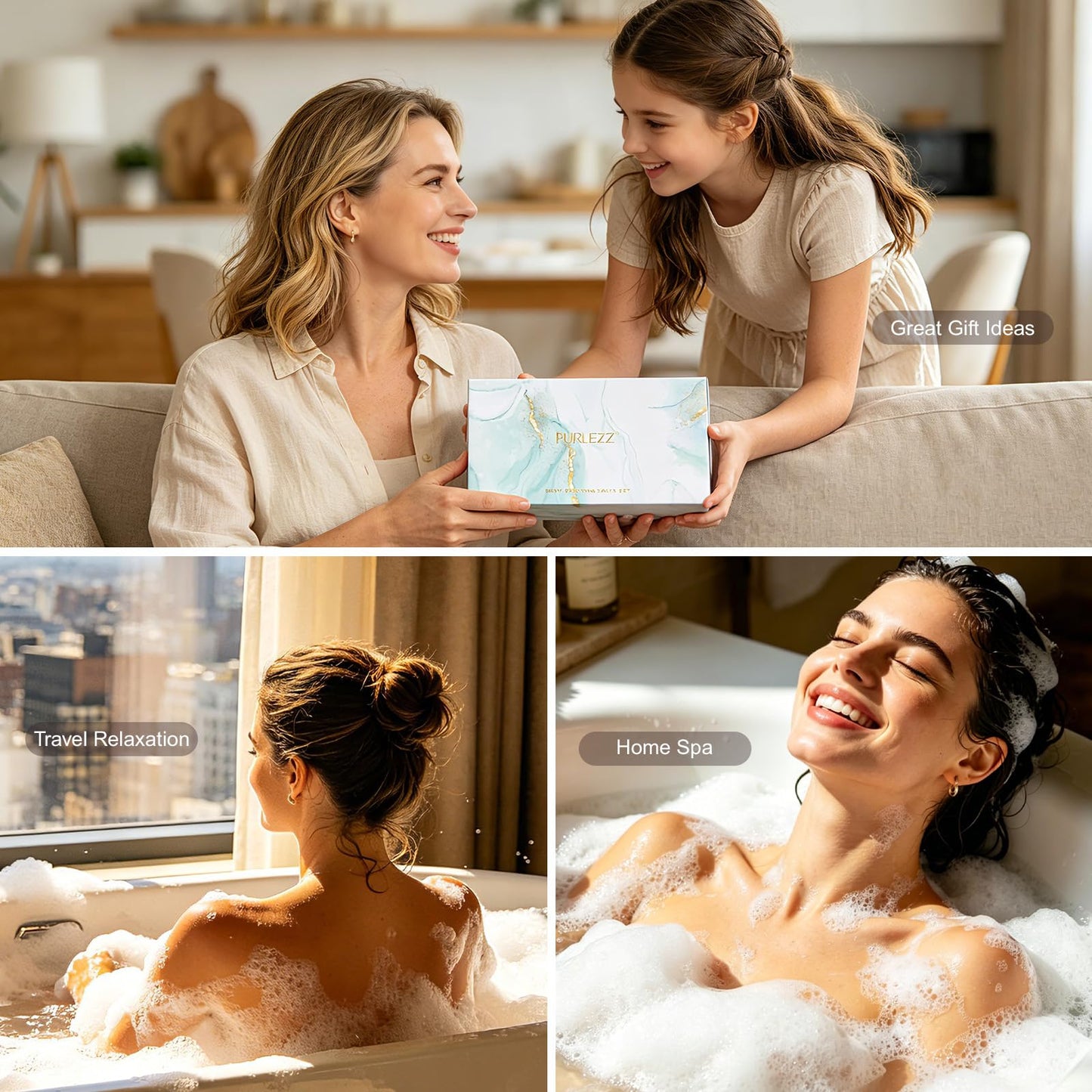 Gifts for Women & Men, Birthday Gifts - 6 Pcs Luxurious Bath Spa Salts Gift