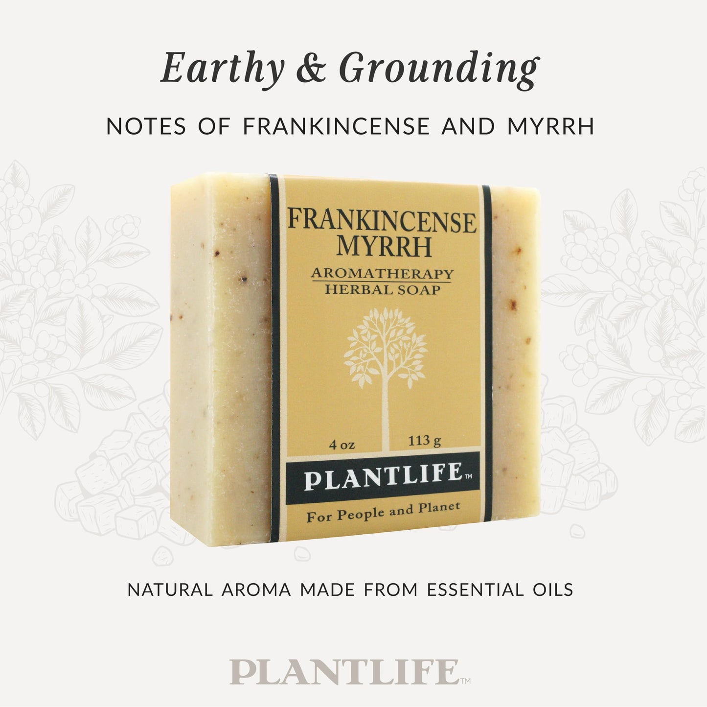 Plantlife Frankincense Myrrh Bar Soap - Moisturizing and Soothing Soap for Your Skin - Hand Crafted Using Plant-Based Ingredients - Made in California 4oz Bar