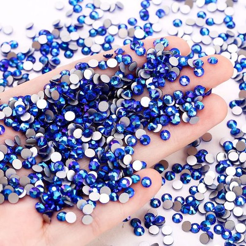Rhinestones Crystals Rhinestones for Crafts Nail Rhinestones Glass Flatback Nail Gems and Rhinestones for Nails Art Makeup Bags Shoes Decoration DIY(SS8,1440pcs,Sapphire AB)