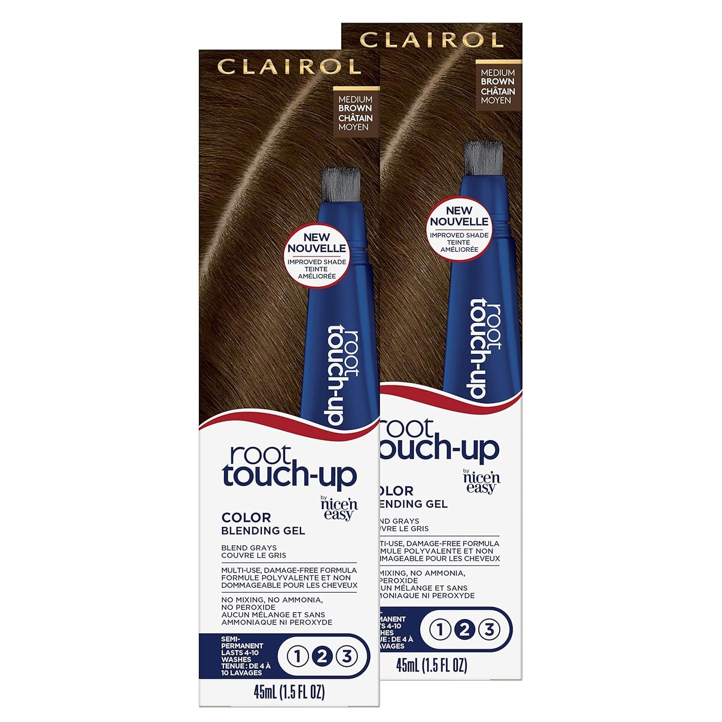 Clairol Root Touch-Up Semi-Permanent Hair Color Blending Gel, 4 Dark Brown, Pack of 2