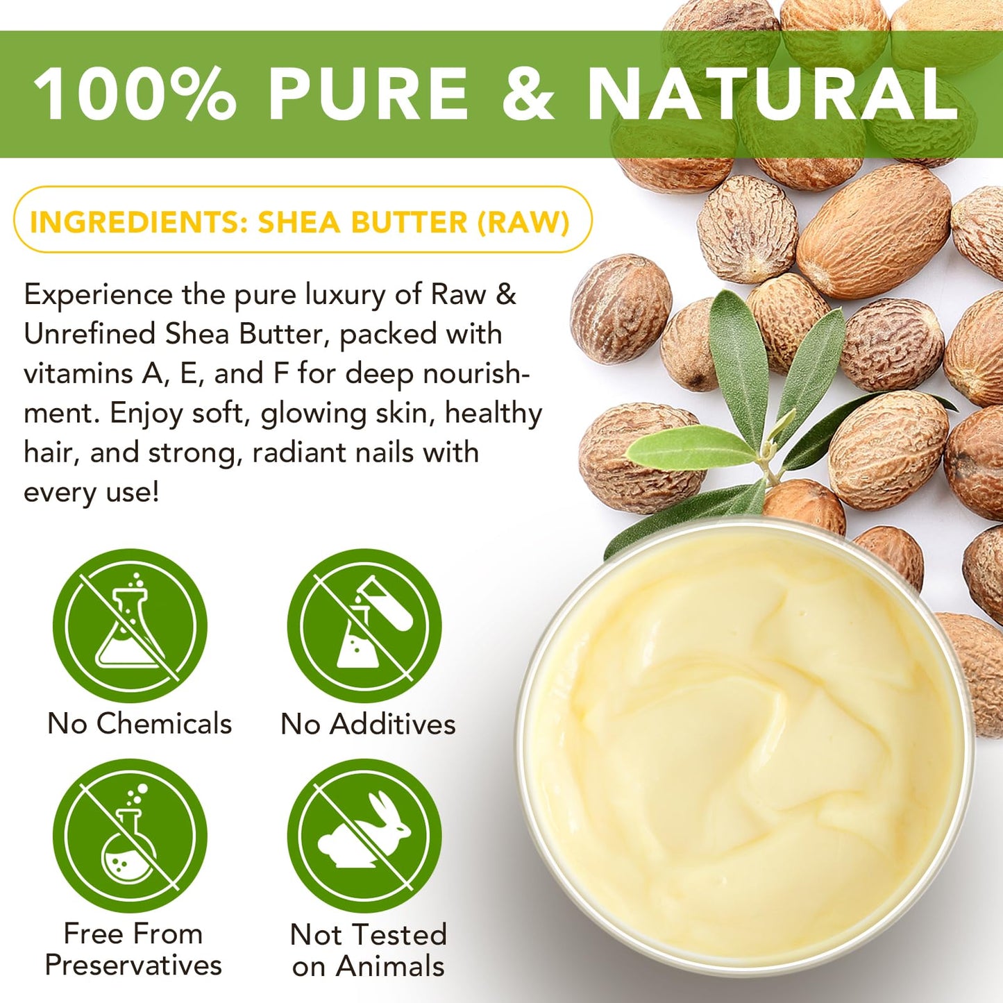 ZIXAOK Organic Raw Shea Butter, 100% Pure & Unrefined - For Intense Moisture on Dry Skin, Hair & Lips, Natural DIY Body Butter Base, Rich in Vitamins A, E, F, 7.8 oz