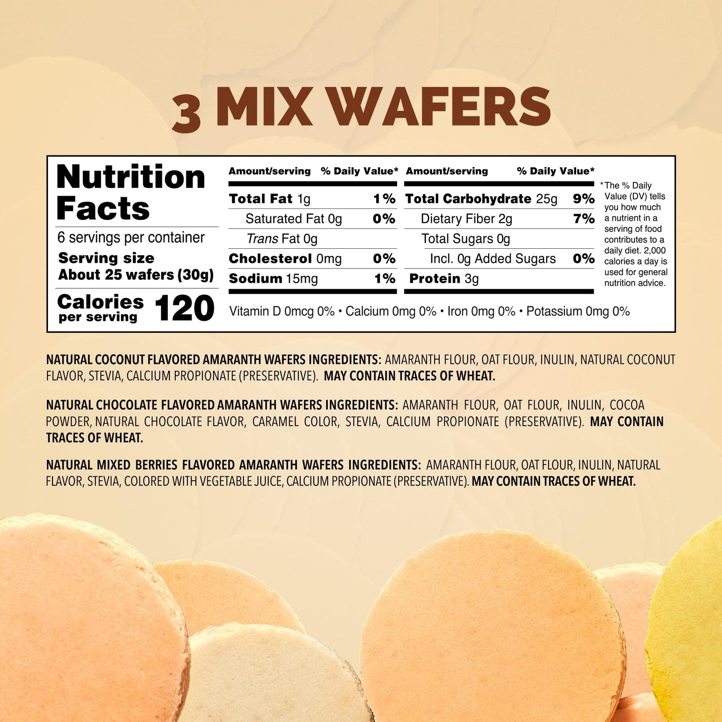 Kalan MNA Mix Amaranth Flour Wafer Thins, Vegan and Sugar-free, Pack of 3
