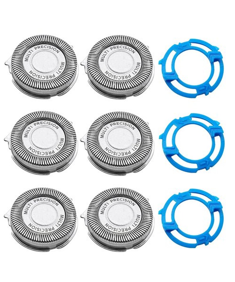 6Pcs SH50 Replacement Heads with 3Pcs Blade Retaining Rings Replacement for Philips Norelco 5000 Series,men's electric shaver replacement heads