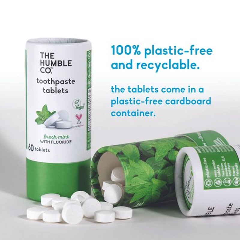 The Humble Co. Mint Toothpaste Tablets, 3 PK – Anticavity Fluoride Toothpaste Tablets with All Natural Ingredients, Dentist Developed Formula - Vegan, SLS Free, Plastic Free (Mint, 180 Count)