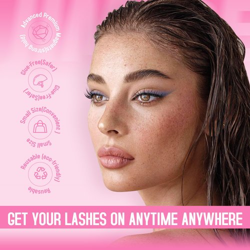Natural Magnetic Eyelashes Wispy Magentic Lashes Reusable Clear Band Magnetic Eyelashes Kit with Applicator No Glue Needed Magnetic Lashes for All Day Comfort and Easy Wear and Remove by JIMIRE